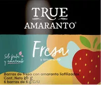 Cantidad de azúcar en True Amaranto Fresa con amaranto 30 g