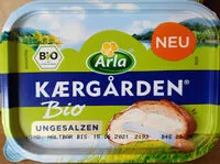 İçindeki şeker miktarı Kærgården Bio ungesalzen-Butter