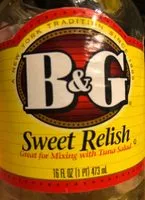 Amount of sugar in B&g, sweet relish