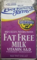 Amount of sugar in Fat Free Milk