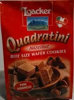 Amount of sugar in Quadratini hazelnut bite size wafer cookies, hazelnut