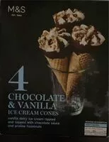 Amount of sugar in 4 chocolate &vanilla ice cream cones