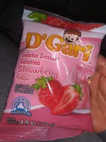 Amount of sugar in D'gari, gelatin dessert, strawberry