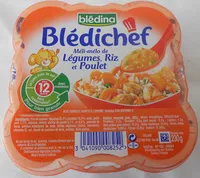 Amount of sugar in Blédichef méli-mélo de légumes, riz et poulet