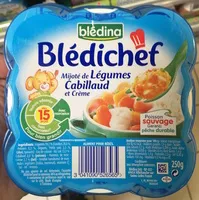 Amount of sugar in Blédichef Mijoté de Légumes Cabillaud et Crème
