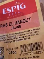 Amount of sugar in Ras el hanout  jaune