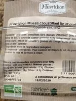 Amount of sugar in Muesli lin et courge