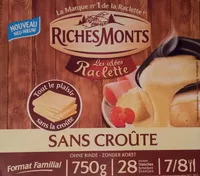Amount of sugar in Raclette sans croûte