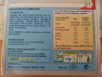 Amount of sugar in Tagliatelles Carbonara