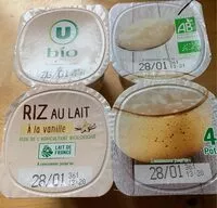 Amount of sugar in Riz au lait vanille