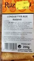 Amount of sugar in Longuettes aux Raisins