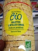 Amount of sugar in Galettes lentilles corail