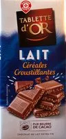 Amount of sugar in Tablette d’Or Lait Céréales croustillantes