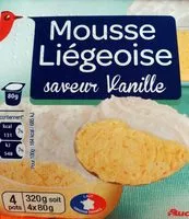 Amount of sugar in AUCHAN COEUR mousse liégeoise vanille 4X80G