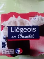 Amount of sugar in AUCHAN COEUR Liegeois au chocolat