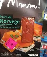Amount of sugar in Truite fumée, élevée en mer en Norvège, salage traditionnel au sel sec, fumée au bois de hêtre