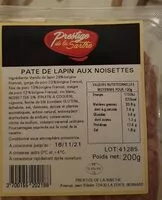 Amount of sugar in Paté de lapin aux noisettes