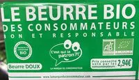Amount of sugar in Beurre bio doux