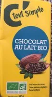 Amount of sugar in Chocolat au lait bio