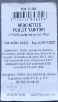 Amount of sugar in Brochettes poulet yakitori