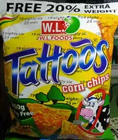 Amount of sugar in Tattoos Corn Chips