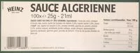 Amount of sugar in Sauce Algérienne