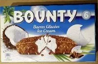 Amount of sugar in Bounty Barres Glacees Ice Cream