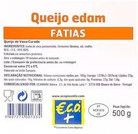 Amount of sugar in Queijo edam Fatias