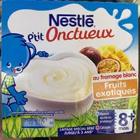 Amount of sugar in NESTLÉ P'TIT ONCTUEUX au Fromage Blanc Fruits Exotiques 4x100gDès6mois