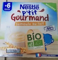 Amount of sugar in NESTLÉ P'TIT GOURMAND Semoule au Lait BIO 4x90g