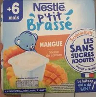 Amount of sugar in NESTLE P'TIT BRASSE Mangue Sans Sucres Ajoutés 4x90g dès 6 mois