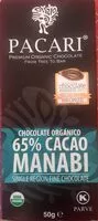 Amount of sugar in Chocolate organico 65% cacao manabi