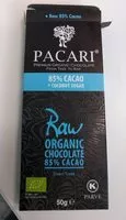 Amount of sugar in Choc. cru Pacari 85% Cacao