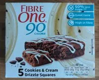 Amount of sugar in Fibre One 90 - Cookies & Cream Drizzle Squares
