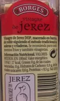 Amount of sugar in Vinagre De Jerez Frasco