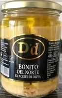 Amount of sugar in Bonito del norte en aceite de oliva