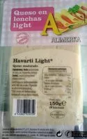 Amount of sugar in Havarti light en lonchas