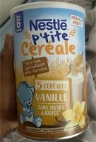Amount of sugar in NESTLE P'TITE CEREALE 5 Céréales Vanille 415g