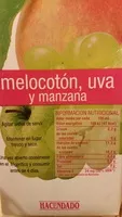 Amount of sugar in Zumo de melocotón, uva y manzana