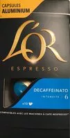 Amount of sugar in L'or espresso decaffeinato