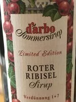 Amount of sugar in D‘arbo Sommersirup Rote Ribisel